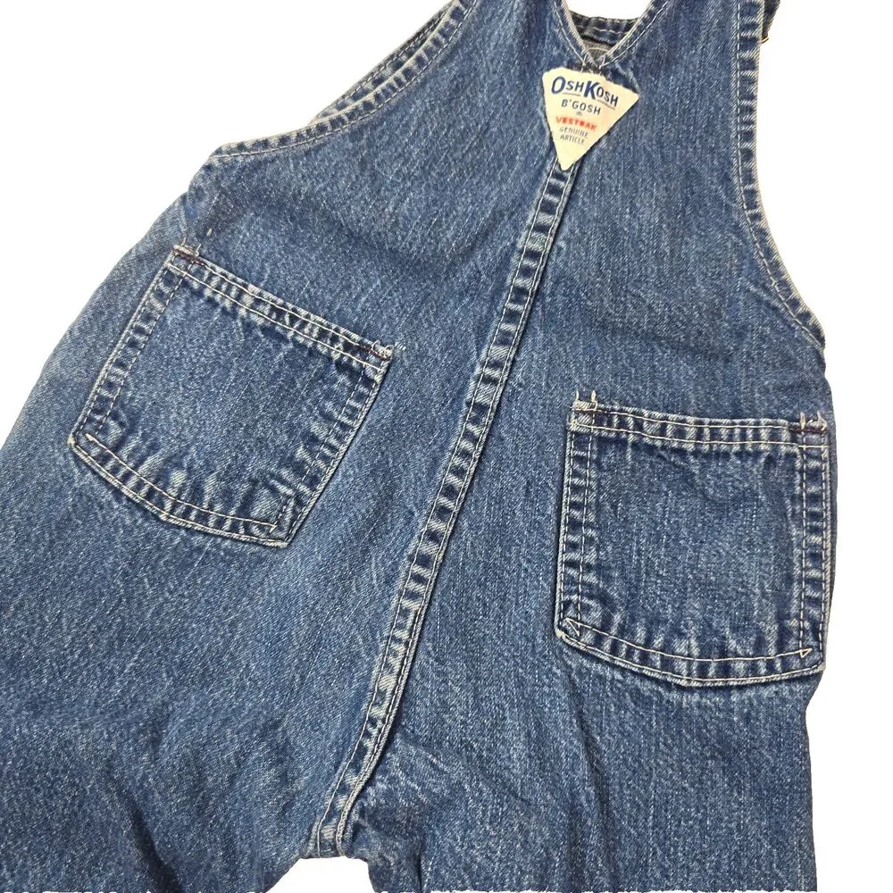 Vintage OshKosh B'Gosh Denim Overalls 24 Months Baby USA Classic Bib Jeans Blue